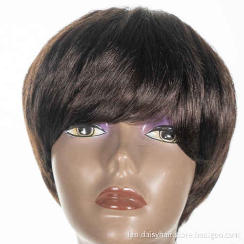 Front Natural Cuticle Aligned Machine Made Bob Wig Short Curl  Virgin  Hair Peruvian Human Hair Wigs for Black Woman